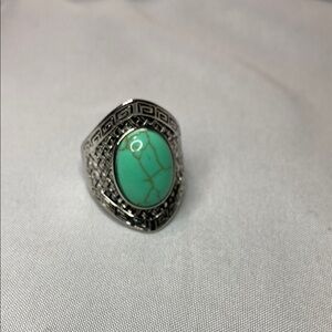 Silver Green Jewelry Ring